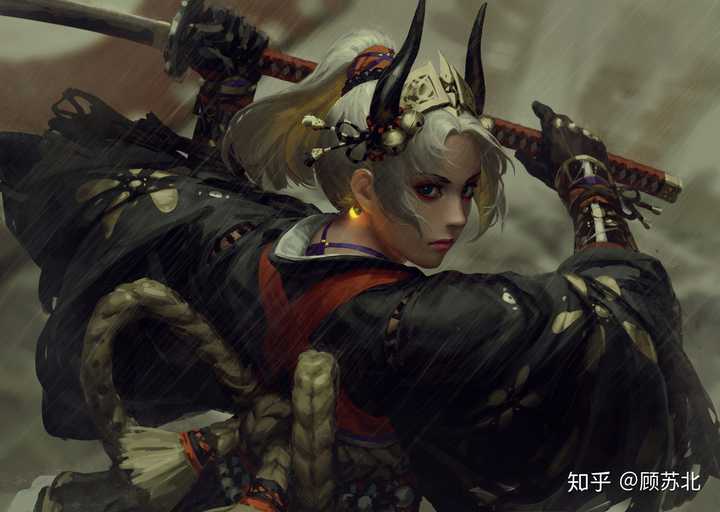 女武士题材的插画(个人特别喜欢第一张,已拿来当电脑壁纸) 在他的手下