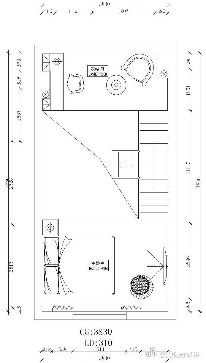 正商佳仕阁38平一室一厅loft户型装修设计平面布局