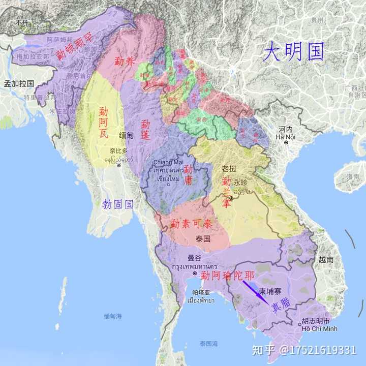 瓦(阿瓦国)等傣族国家分别归附大明,大明在"勐庸"设"八百大甸宣慰司"