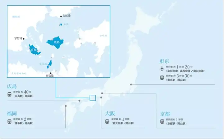 濑户内海在日本偏西南部的四国地区,海域上散布着大大小小3000