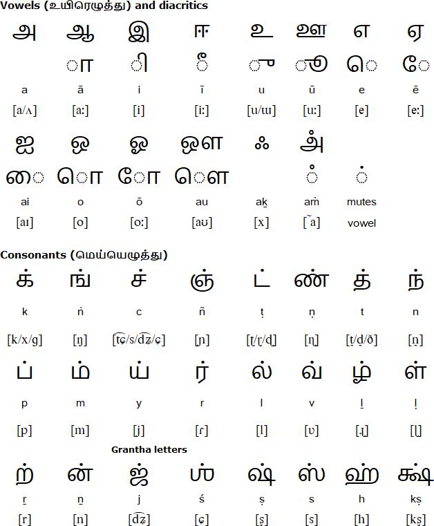 泰米尔文字母表