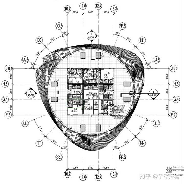 请问这种高层建筑的柱网应该怎样处理?