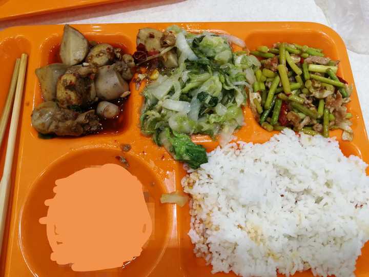 四川师范大学食堂 两荤一素3.8