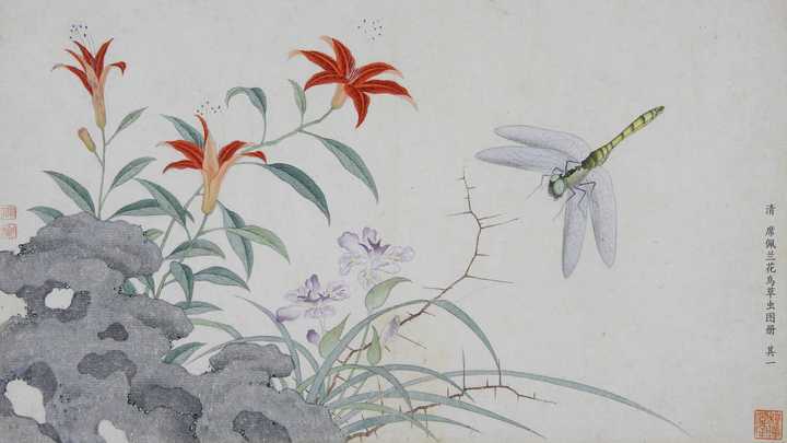 清 席佩兰花鸟草虫图册 其一