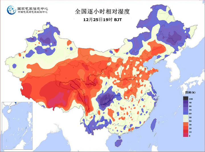 可以看到,该时段华北地区,东北部分地区湿度都是很小的.