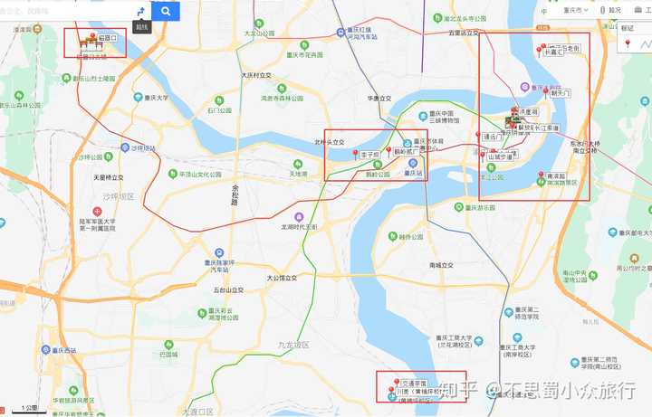 重庆网红景区分布图 百度地图