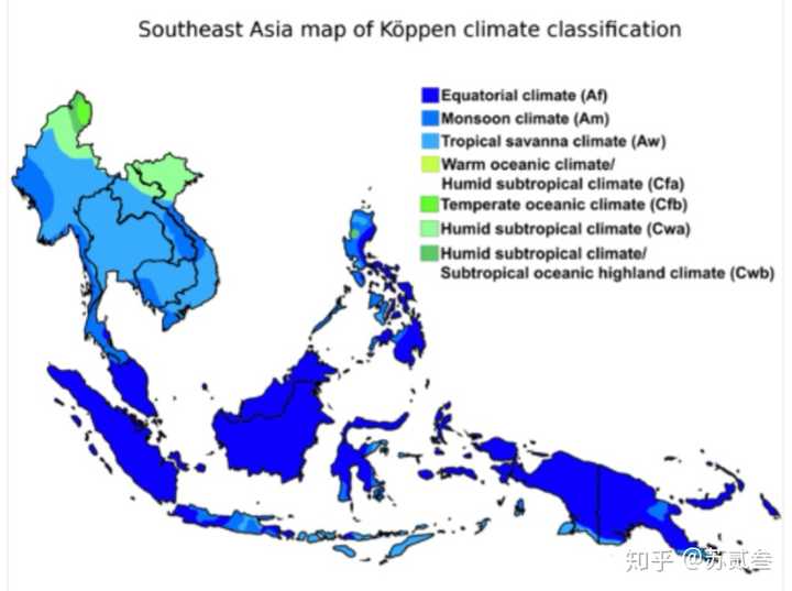 东南亚气候分布图,来源于网络,侵删