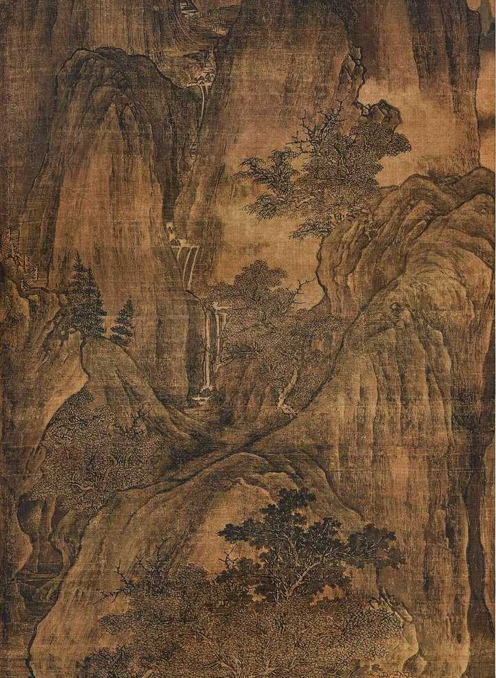 《秋山晚翠图》 局部   五代十国 董源 山水画也分「南派北派」
