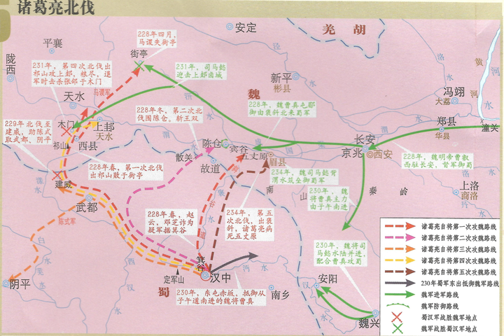 能否介绍梳理一下诸葛亮5次北伐的经过,以及未成功的原因?