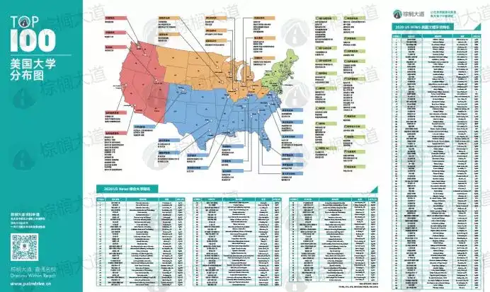 100综合性大学 全美top 100文理学院,在美国地图上的 精确位置分布