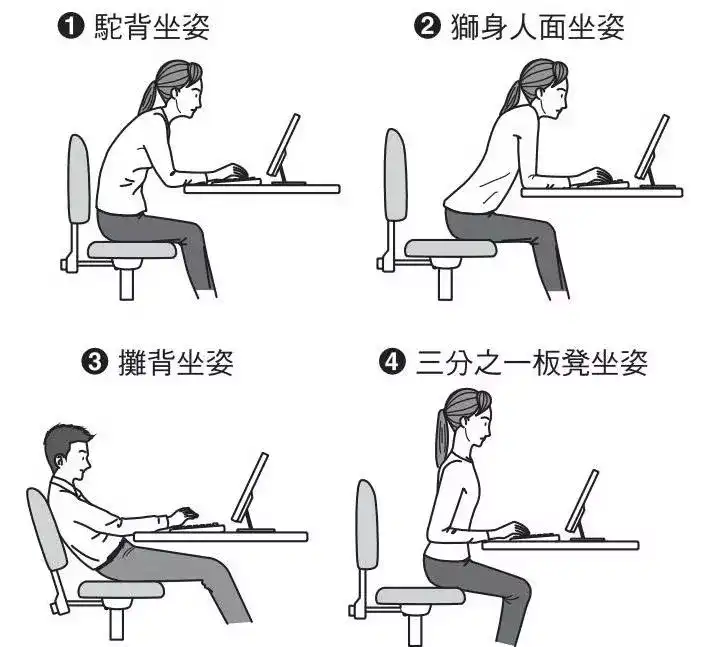 对于久坐办公室的上班族,什么样的坐姿能使腰部的伤害