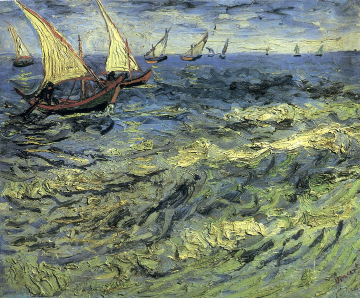 梵高《海边的渔船》(1888)