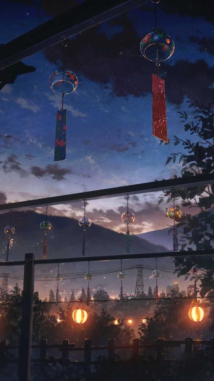 有哪些暗色系,适合全面屏手机的二次元壁纸?