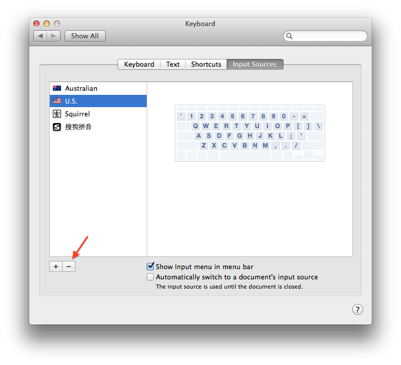 Mac OS X Maverick 下,如何删除美式英文键盘