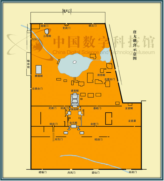 上图即为大明宫正殿,含元殿的复原图.