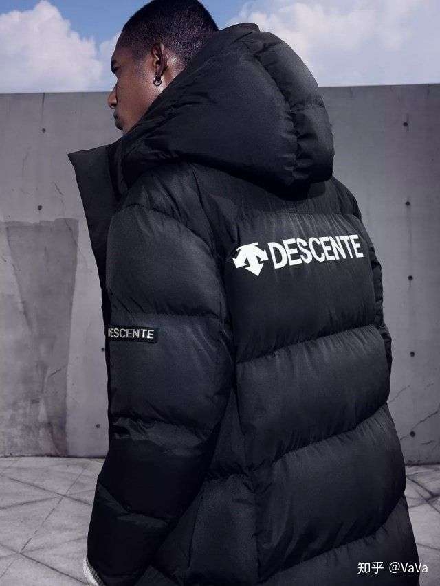 我买了一件羽绒服,品牌标志是由三部分组成的三角形的
