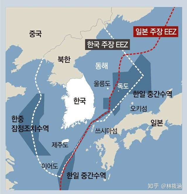 最左边深色区域为中韩争议水域