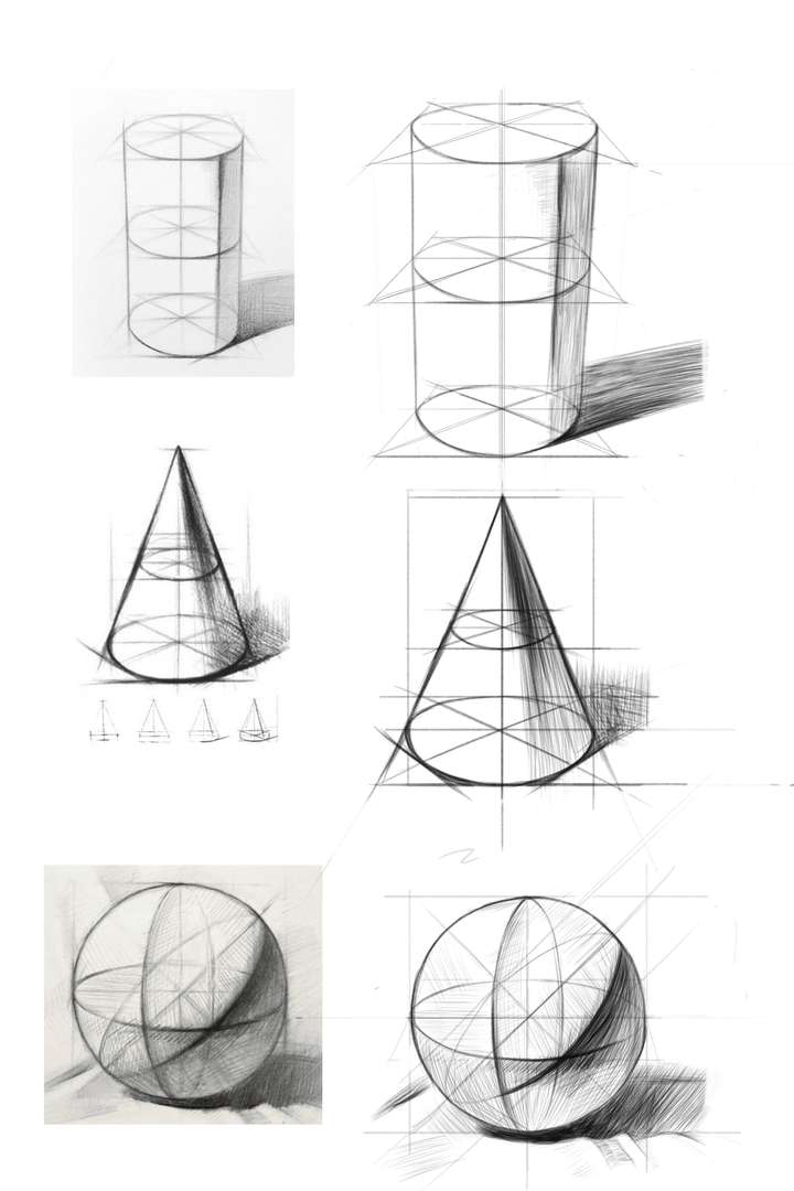 素描几何体应该怎么画