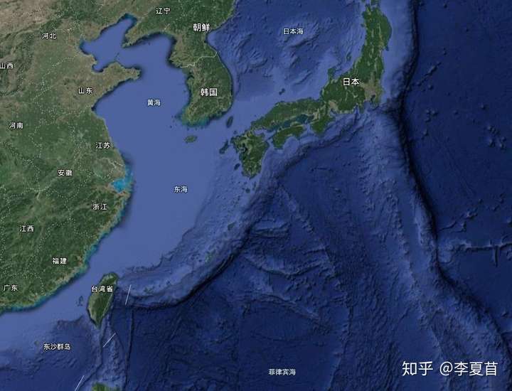 近岸海水深度和洋流:中国附近的黄海,东海和渤海基本山全在比较浅的