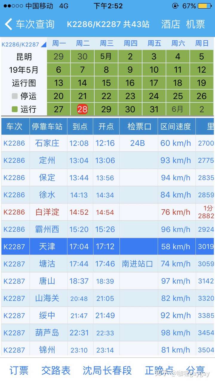 k2286次列车为什么到达塘沽站就变成了k2287次列车?