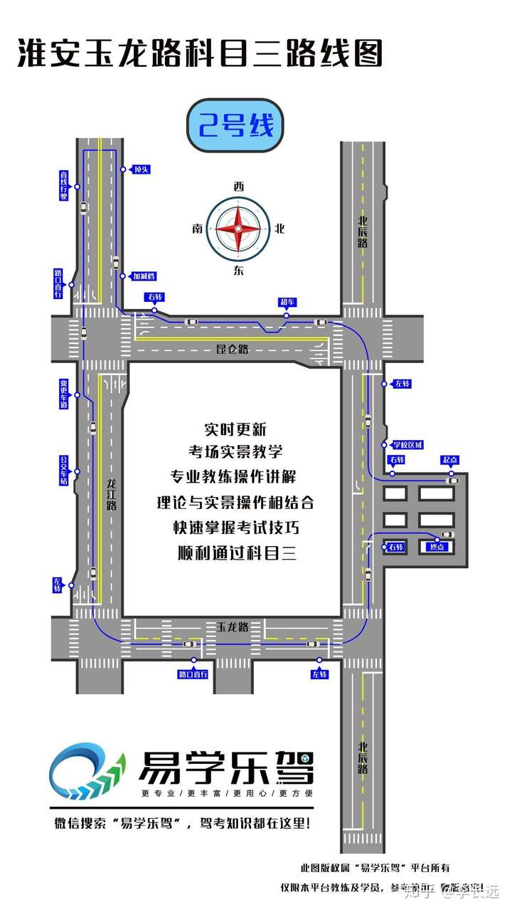 请问一下有人知道淮安市玉龙路考场科三的路线图吗?