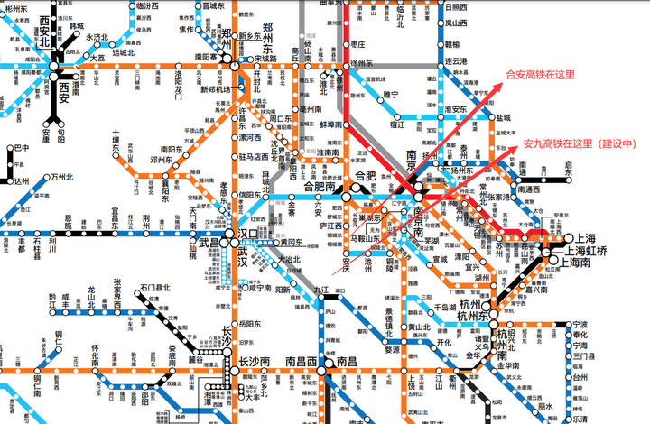 首先看一下2021年1月份更新的全国高铁线路图.