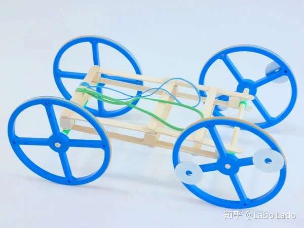 做一个橡皮筋动力的玩具小车,有啥好的设计?