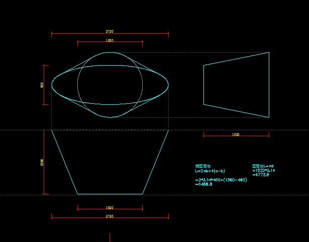上圆下椭圆的近似圆台展开图该怎么画(请看问题描述的