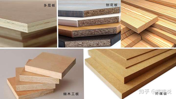 实木板 多层板 实木指接板 刨花板(颗粒板) 纤维板(密度板) 细木工板