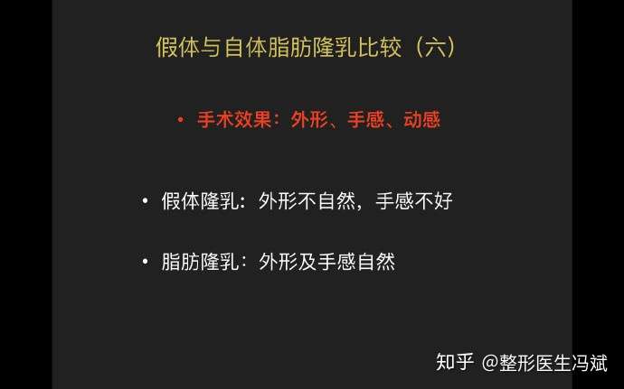 假体隆胸:外形不自然,手感不好 脂肪隆乳:外形及手感自然.