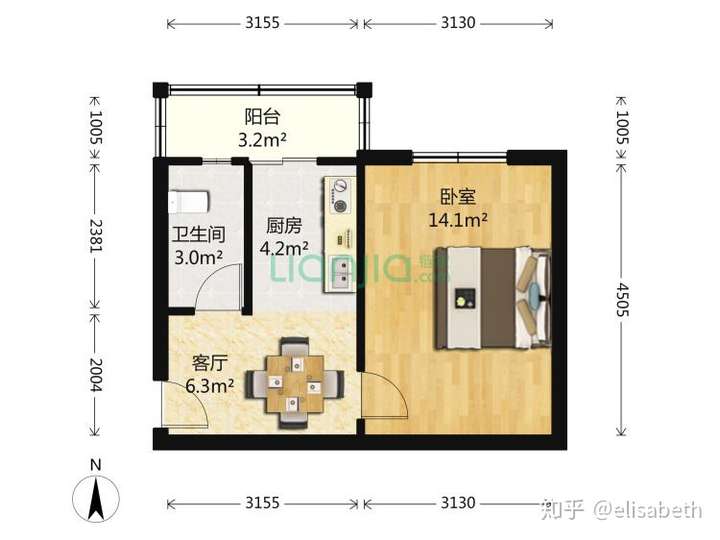 现户型图:(手绘的,细节在下面)