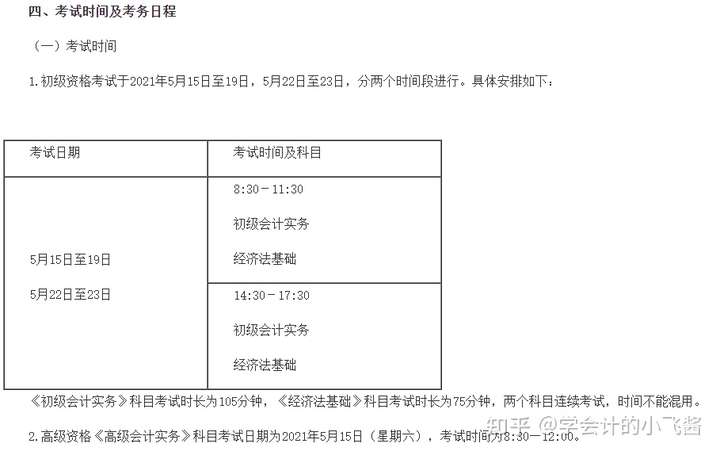 根据2021年初级会计考试时间安排