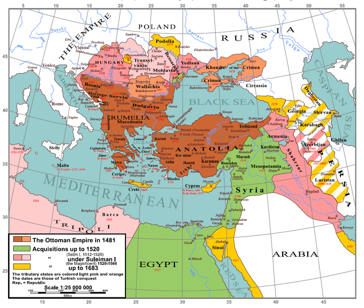 奥斯曼帝国的领土扩张.图源wiki.
