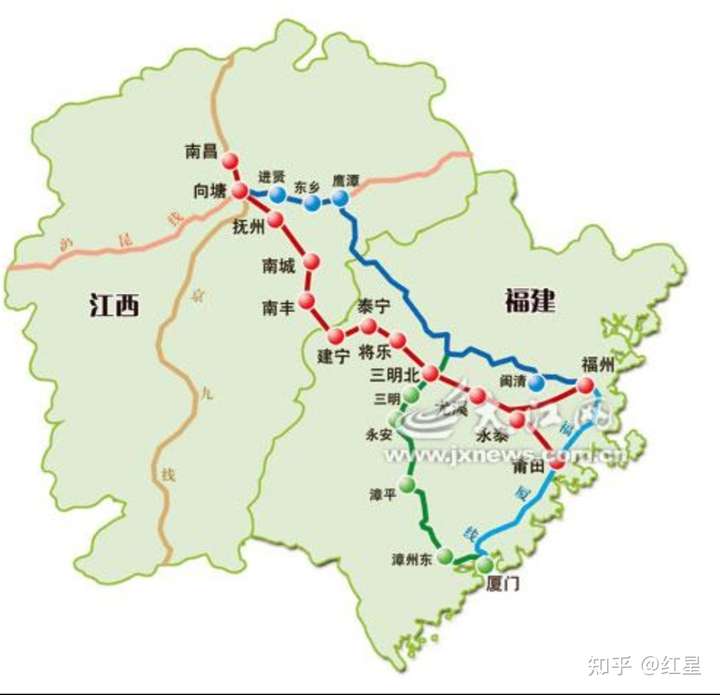 上面是昌福铁路   原名向莆铁路 )走向图