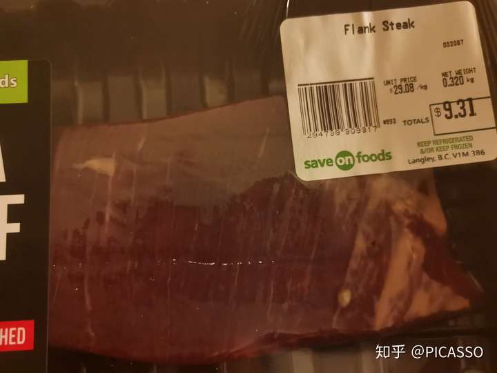 答主人在北美,买的是这种flank steak