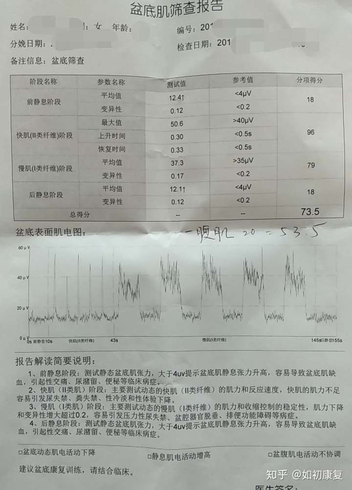 盆底肌力评估报告