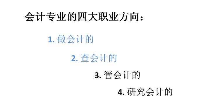 会计专业的职业发展之"做,查,管,研"四大方向及对应够