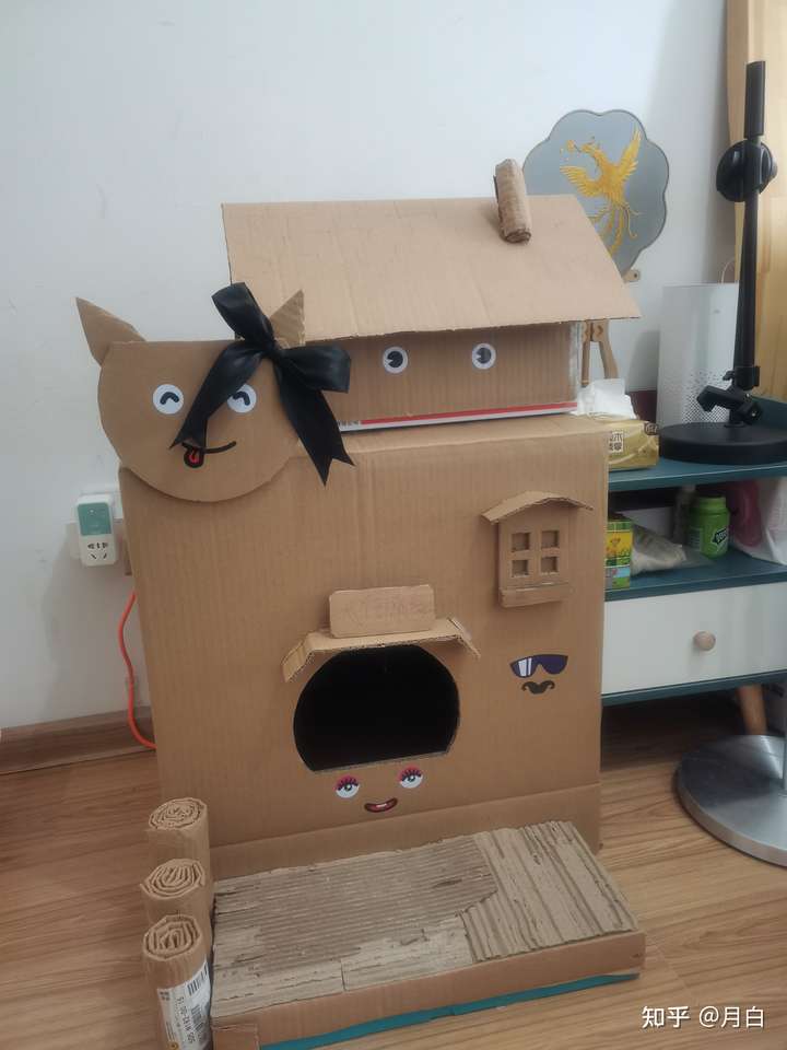 如何用废旧纸箱给猫做猫窝或者猫爬架