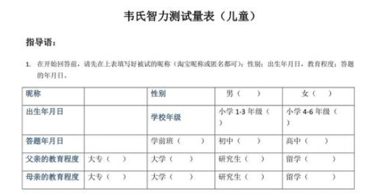 来了解儿童智力测验吧三