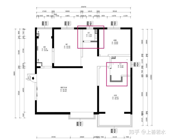 只有线框的墙体,是非承重的墙体.