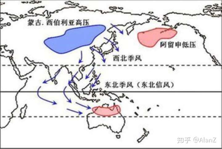 我国是典型的受季风气候影响的国家,冬季风的主要源地为西伯利亚地区