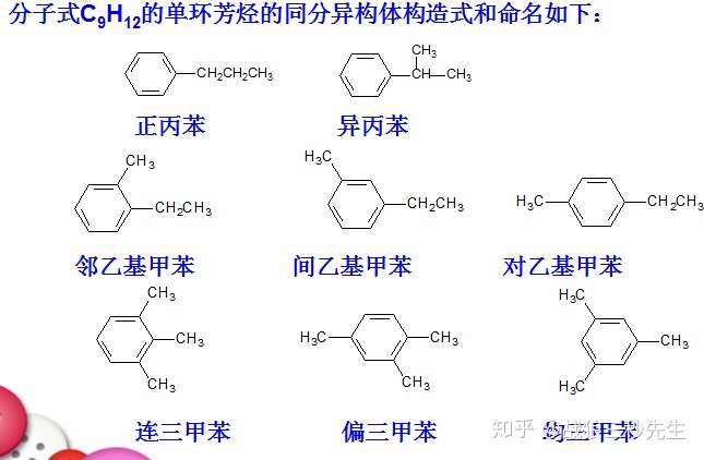 分子式为c9h12的单环芳烃的所有同分异构体有几种