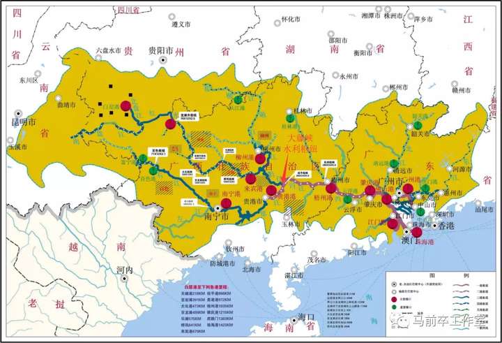 广西是个很尴尬的沿海省份,因为其内河航线并不能出海,必须借助广东省