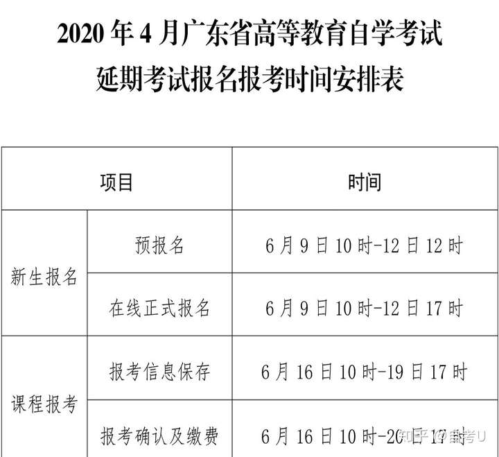 坐标广东,2020年8月开考的自考新生报名报考已经开始啦,具体时间如下