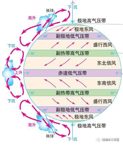 为什么信风带与西风带的风向是相反的?