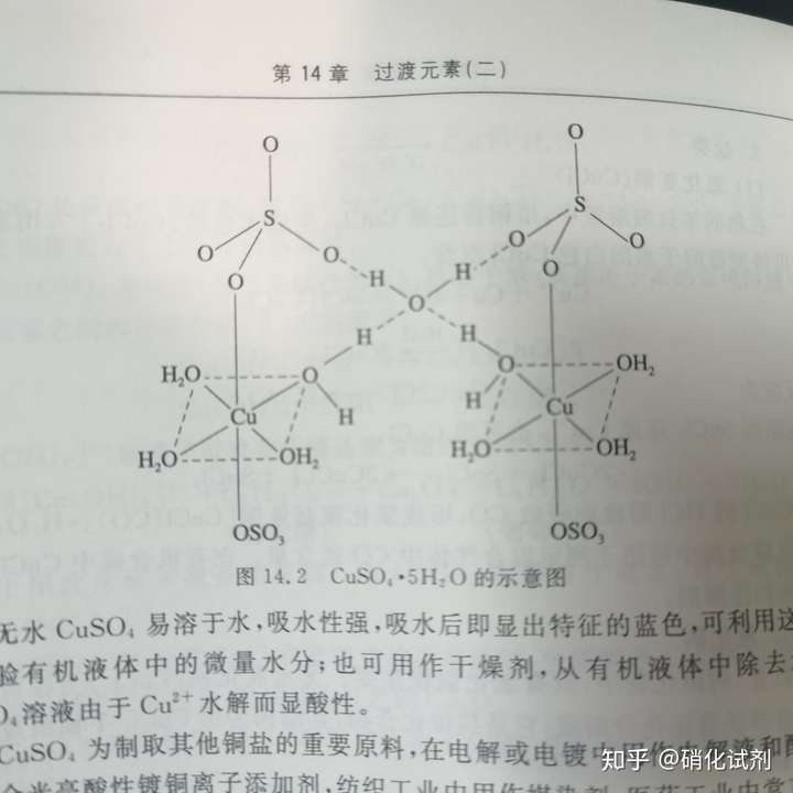 上图是无水硫酸铜的结构示意图,可见与铜成键的有水