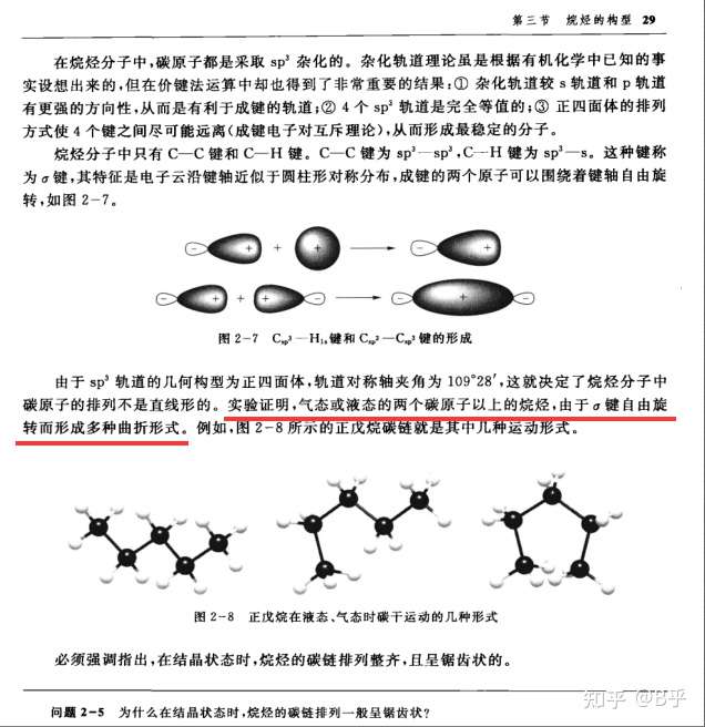 烷烃分子中碳链都是锯齿型的吗,包括乙烷?