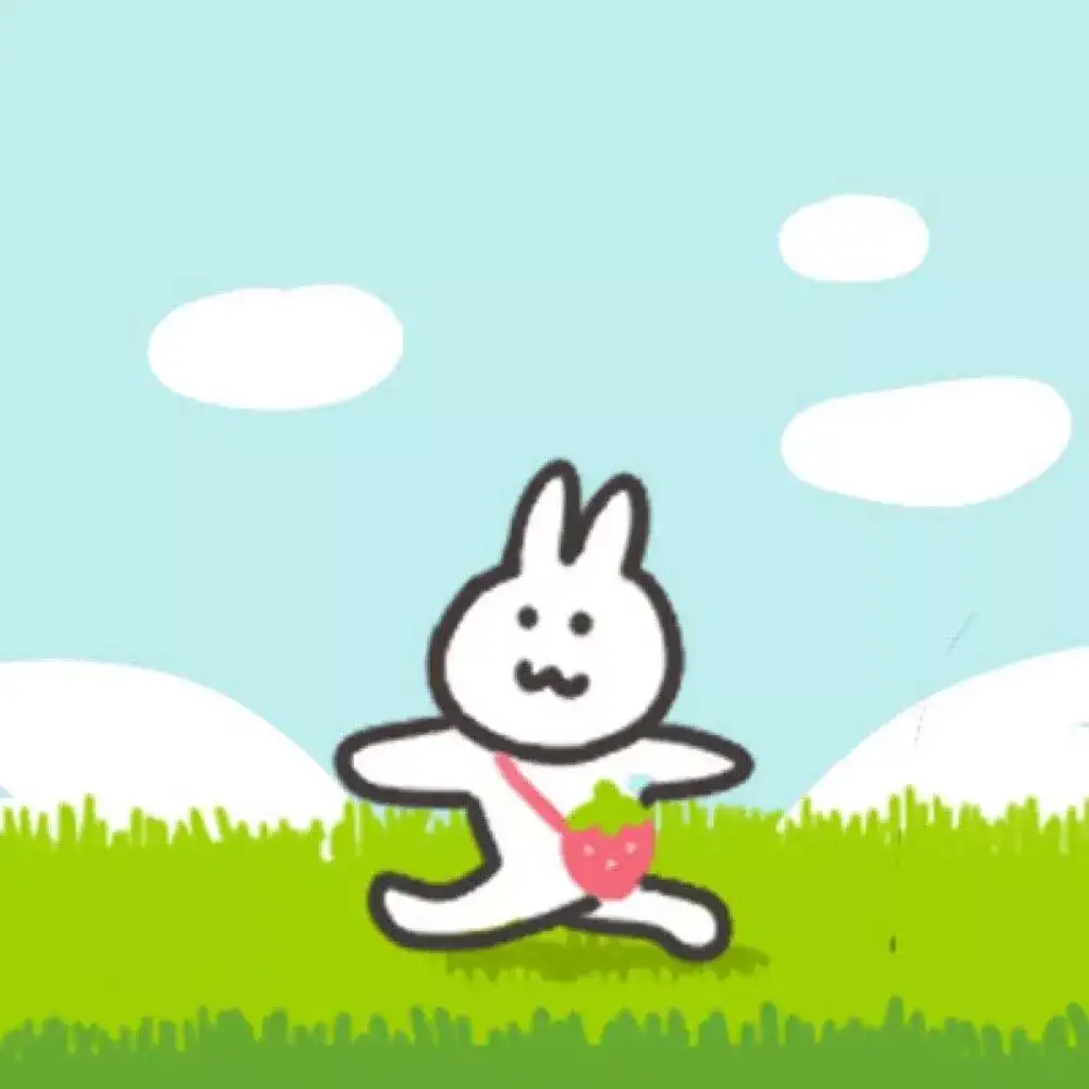绿色的草地 小兔子背着草莓书包!