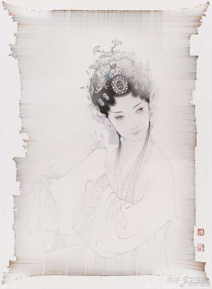 罗寒蕾的工笔人物画 她的人物画以清润,单调来营造意境,给人一种很