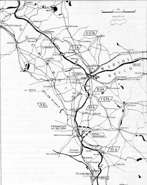 1945年1月底奥德河苏白俄罗斯第一方面军态势图